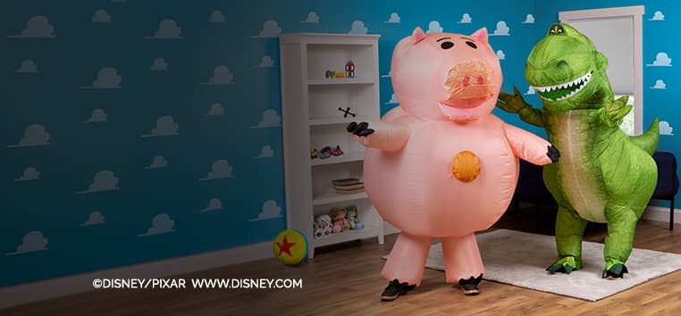 Inflatable Hamm and Rex costumes