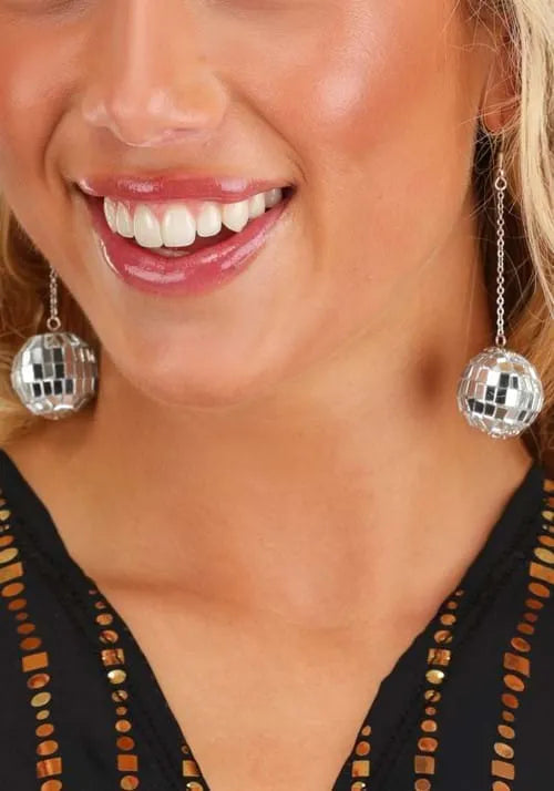 1-Inch Disco Ball Costume Earrings Main image