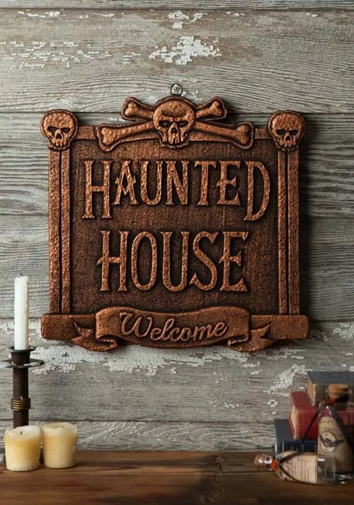 13-Inch Haunted House Welcome Sign Decoration