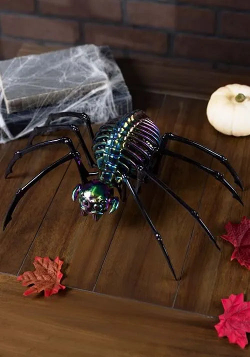 13-Inch Oil Slick Skeleton Spider Decoration