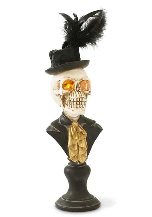 18 Skeleton Bust with LED Eyes on Pedestal Prop Main image