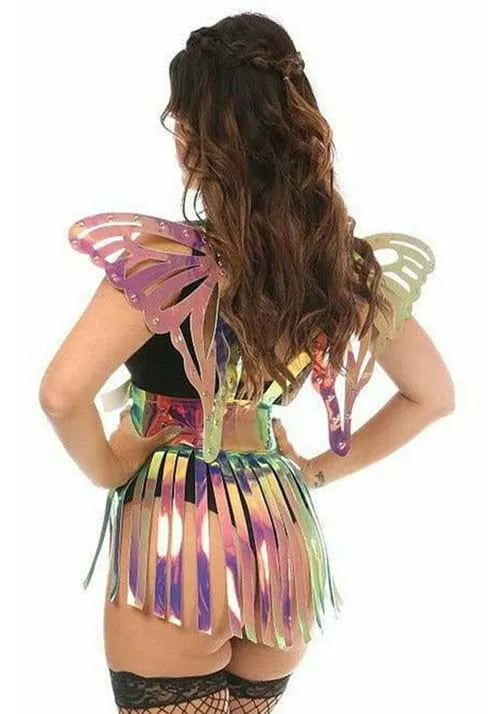 2 Piece Rainbow Gold Holo Harness & Skirt Set Main image