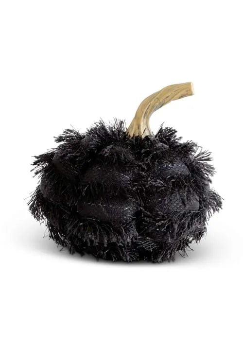 4-Inch Black Eyelash Fringe Pumpkin Decoration