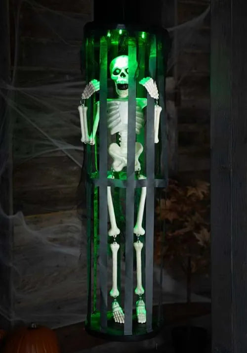 40 LED & Sound Shaking Skeleton in Cage Decoration