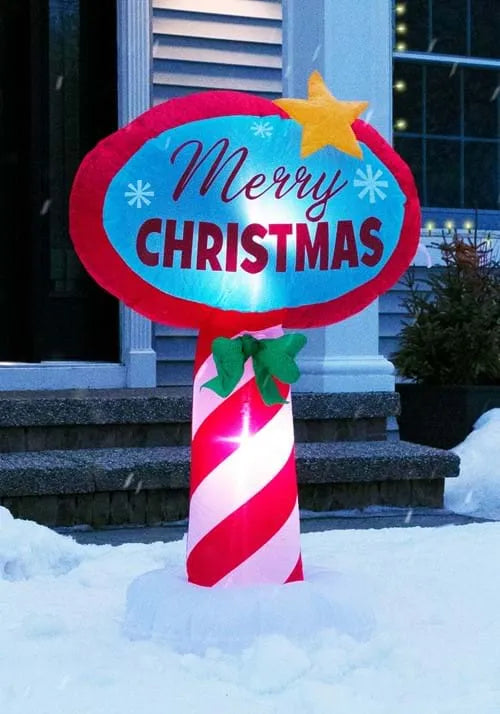 4FT Inflatable Santa Stop Here Sign Christmas Decoration Main image