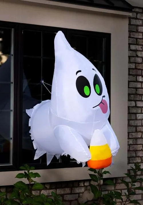 4FT Inflatable Window Breaker Cute Ghost Escaping Decoration