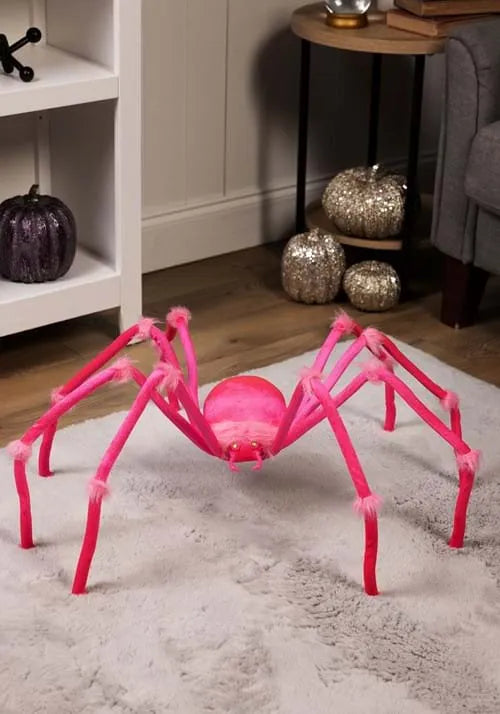 4FT Plush Neon Pink Spider Decoration Main image