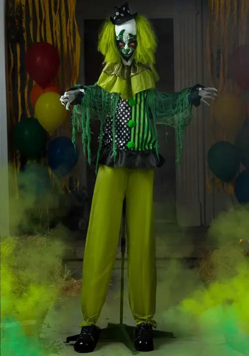 5.5FT Animated Green Clown Decoration - Scream Saver Main image