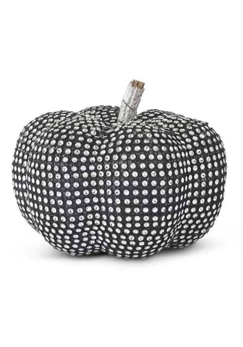 5-Inch Black Pumpkin with Rhinestones Decoration
