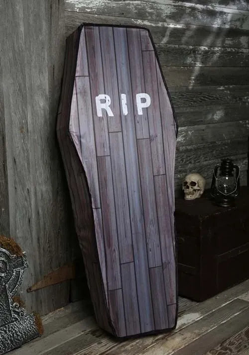 5FT Collapsible Wood Grain Look Coffin Decoration Main image