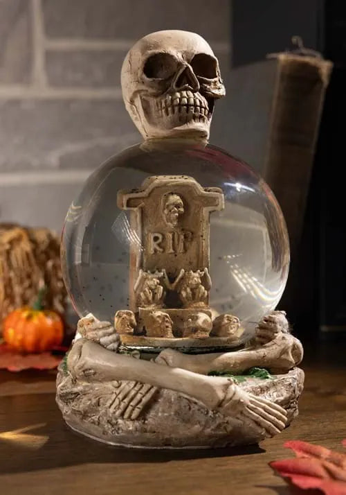 6-Inch Skeleton Water Globe with Tombstone Decoration Main image