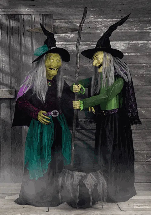 6.5FT Seasonal Visions International Stirring Up Trouble Witch Animatronic Decoration