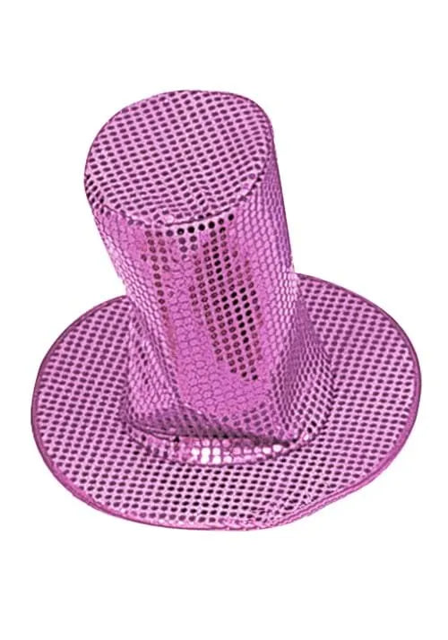 8-Inch Adult Pink Sequin Disco Hat Accessory Main image