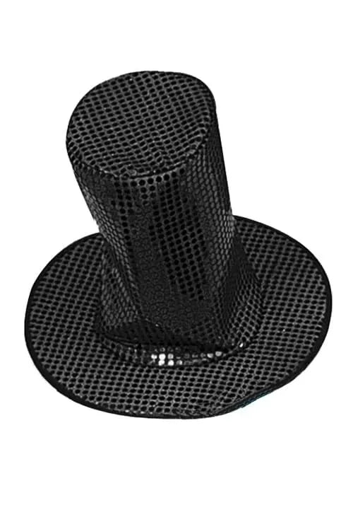 8-Inch Adult Black Sequin Disco Hat Accessory