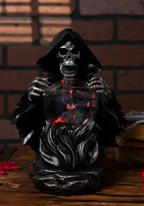9-Inch Grim Reaper with Static Lighted Magic Ball Decoration