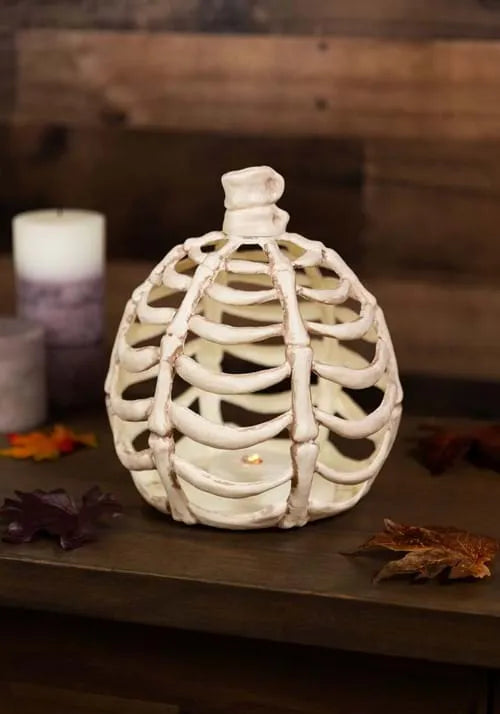 9-Inch Light Up Pumpkin Bones Decoration