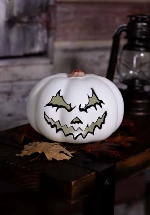 9-Inch Spooky Light Up White Pumpkin Decoration Main image