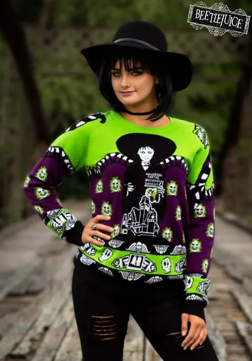 Adult Beetlejuice Lydia Deetz Halloween Sweater