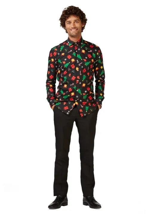 Adult Christmas Icons Button Up Shirt Main image
