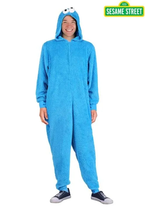 Adult Cookie Monster Zip Costume Onesie Main image