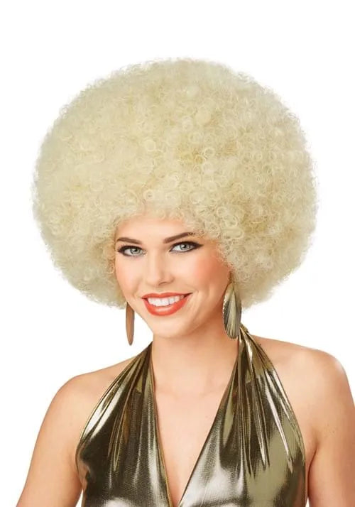 Adult Deluxe Blonde Afro Costume Wig Main image