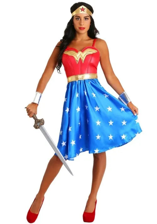 Adult Deluxe Long Dress Wonder Women's Costume Main image