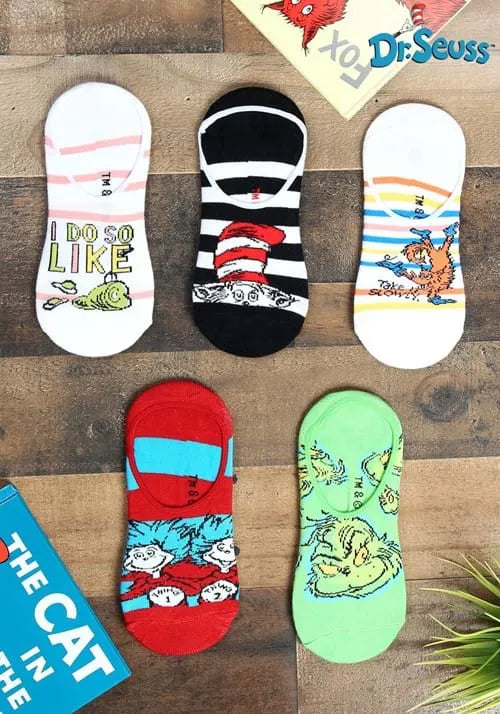 Dr. Seuss No Show 5 Pairs Sock Set for Adults