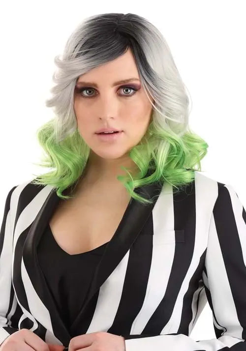 Adult Gray and Green Ombre Wig Main image