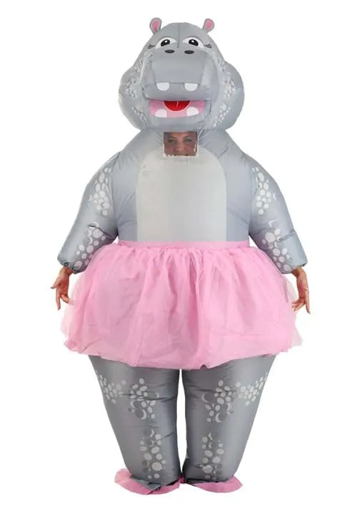 Adult Inflatable Ballerina Hippo Costume Main image