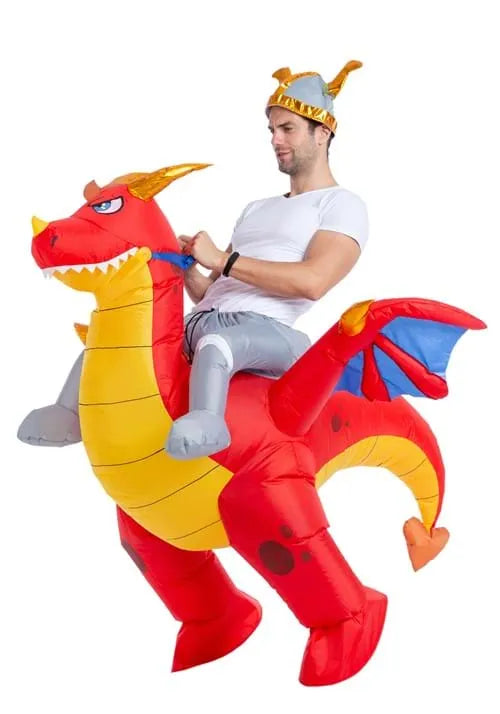 Adult Inflatable Riding-A-Fire Dragon Costume Main image