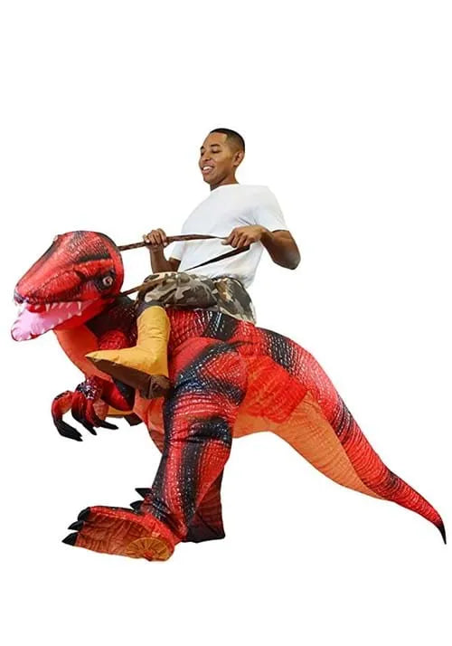 Adult Riding-A-Red Raptor Inflatable Costume