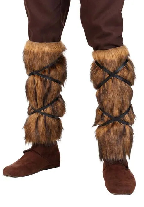 Adult Medieval Costume Fur Leg Wraps Main image
