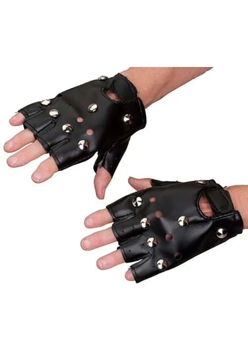 Adult Studded Biker Costume Gloves Main image