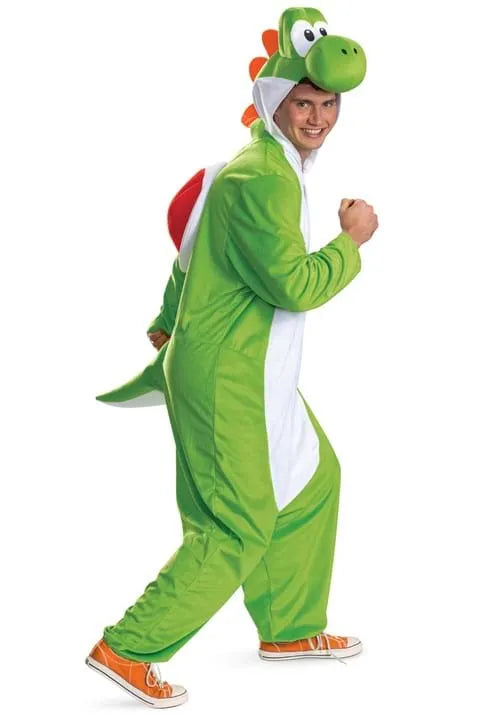 Adult Super Mario Yoshi Hooded Jumpsuit Costume