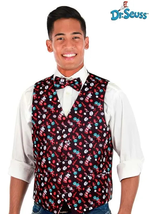 Adult The Cat in the Hat Pattern Vest & Bow Tie Kit Main image