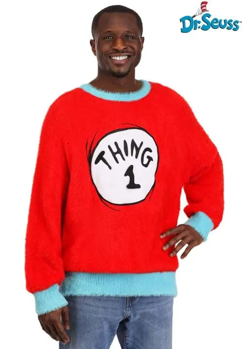 Dr. Seuss Adult Thing 1 & 2 Christmas Sweater