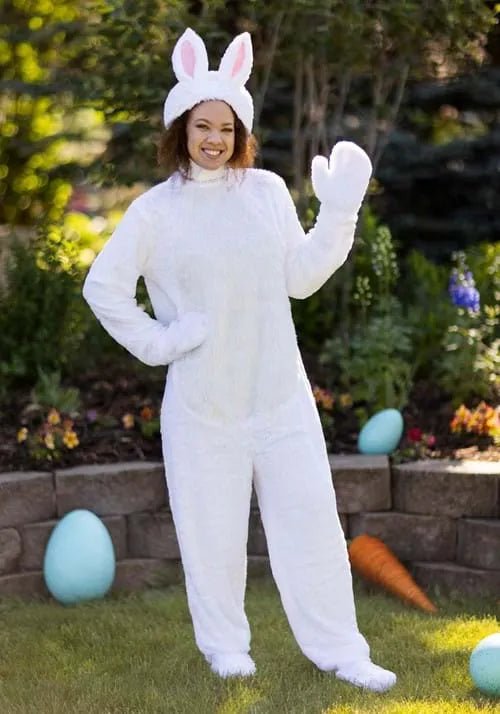 Adult Open Face White Bunny Costume Main image