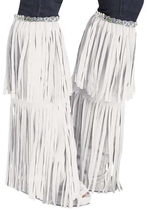 Adult White Fringe Costume Boot Covers