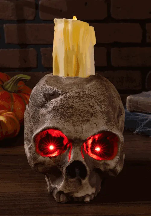 5-Inch Light Up Ancient Skull Candle Decoration Main image