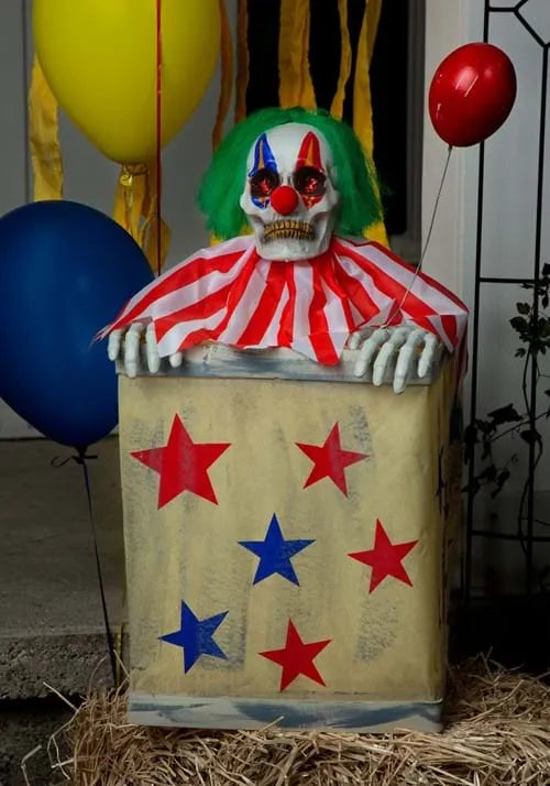 2.5FT Animated Laughing Evil Clown in Box Decoration