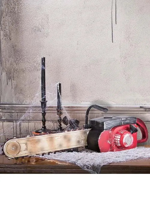 22-Inch Red Rusted Finish Chainsaw Animated Decoration Main image