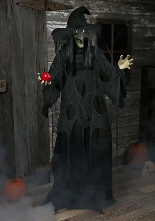 5.8FT Animated Standing Black Witch Decoration - Scream Saver