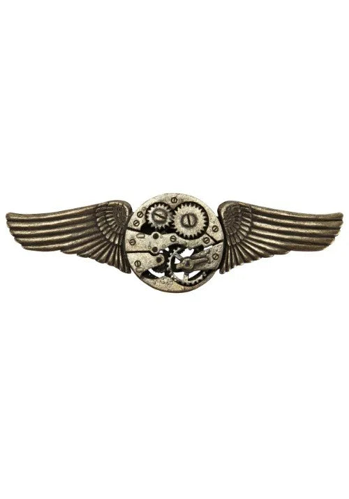 Antique Gear Wing Steampunk Pin Main image