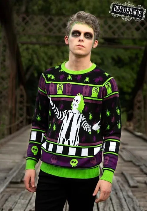 Beetlejuice It's Showtime! Adult Halloween Sweater