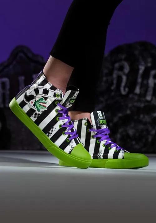 Beetlejuice Black and White Striped Unisex Sneakers Main image
