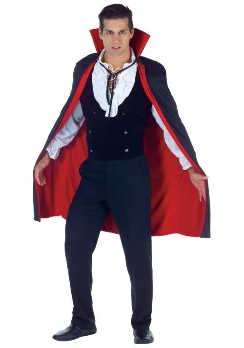 Adult High Collar Black and Red Vampire Cape