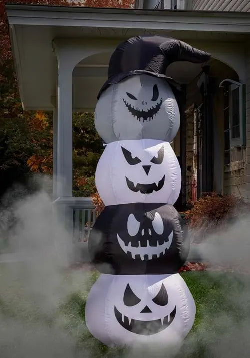 5FT White & Black Stacked Jack O Lantern Inflatable Decoration Main image