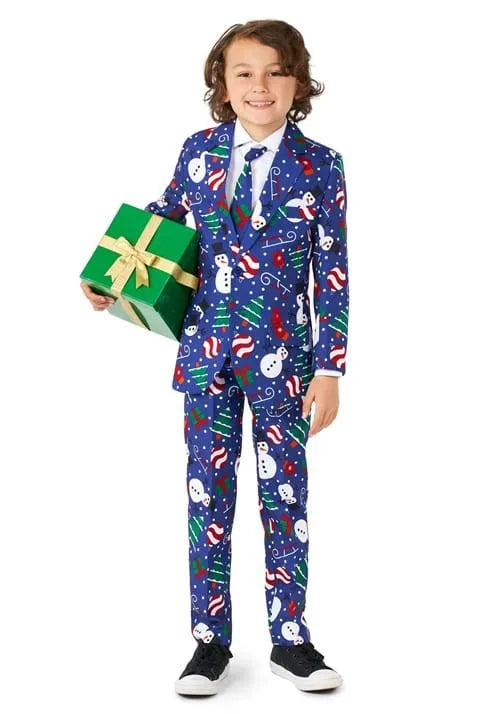 Boy's Suitmeister Christmas Snowman Blue Suit Main image