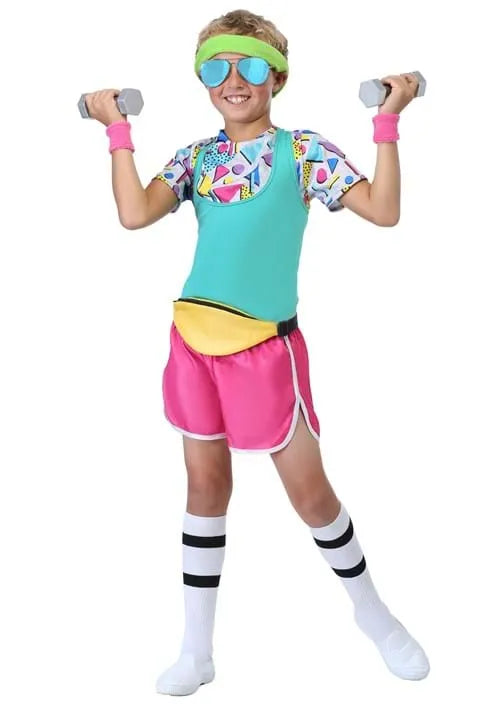 Boy's Work It Out 80s Costume Main image