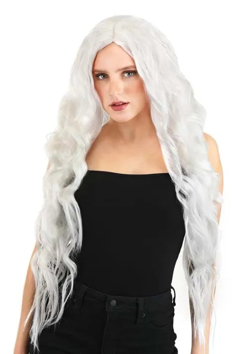 Bright White Long Wavy Wig Main image